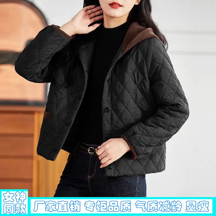 夹棉轻薄棉服外套女2025冬季保暖棉衣时尚拼接洋气减龄妈妈小棉袄