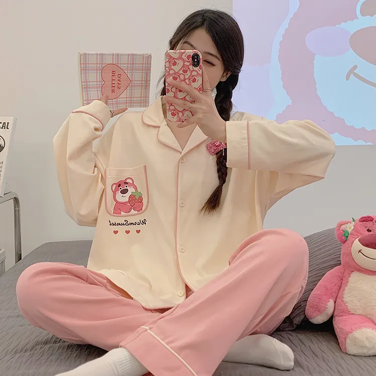 睡衣女款春秋季2025年新款纯棉长袖长裤女士卡通家居服套装