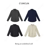 【村村CUNCUN】秋冬新品翻领磨毛净版弧形下摆衬衫百搭