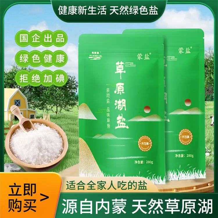 蒙盐内蒙古草原湖盐家用食用盐湖盐厨房调味料绿色装拍1袋发3袋