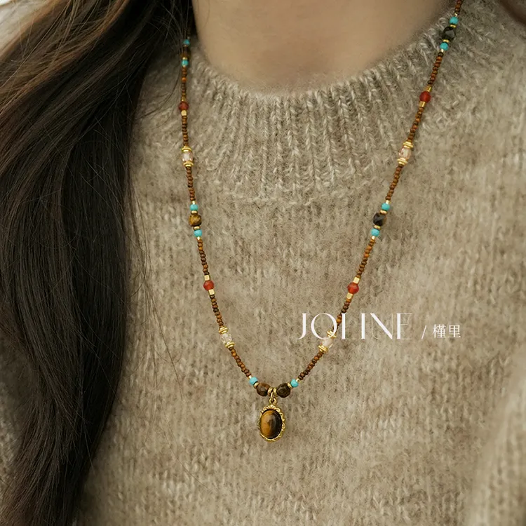  「晚笙」复古毛衣链秋冬高级感颈链美拉德配饰女