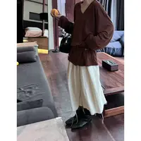 Az LongQuan 凡戴克棕v领长袖 2025秋季设计师新款 XTML2503408