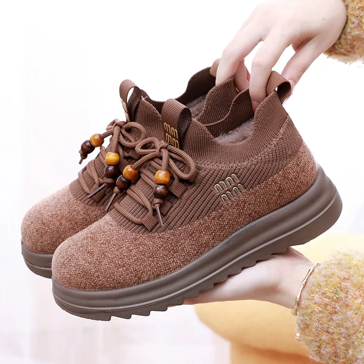 2025冬季新款加绒加厚保暖雪地靴一脚蹬舒适防滑中老年棉鞋棉靴