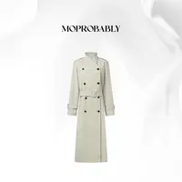 Moprobably贝贝「雾林」密织翻领中长款风衣外套B5456016