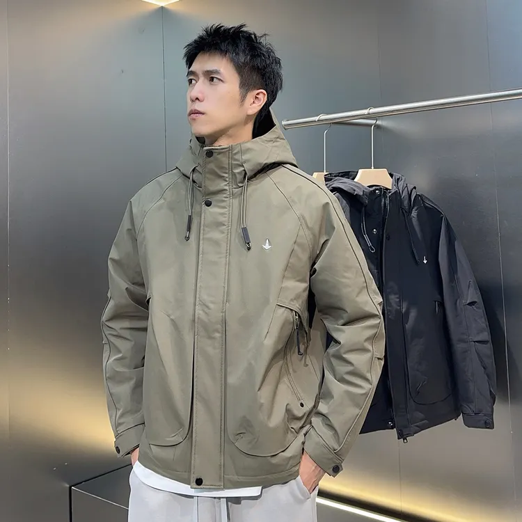 2025秋冬新款加厚二棉夹克外套男工装连帽外套立体剪裁拉链冲锋衣