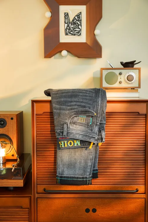 时尚经典款-秋冬新款弹力复古烟灰高端休闲男士牛仔裤修身小直筒