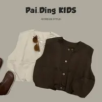 【西西】春秋装儿童韩版时尚气质洋气纯色休闲宽松两色马甲SJ4093
