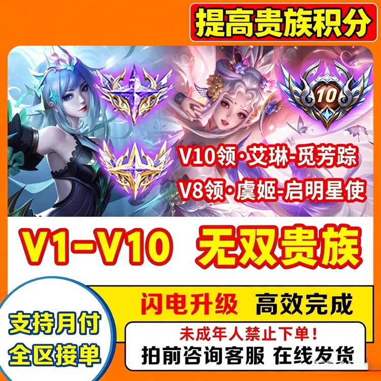 【支持月付】贵族V1-V10王者荣耀提高贵族流光积分无双荣耀贵族等级