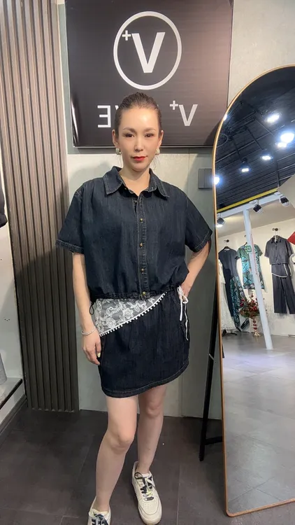 韩版复古牛仔套装显瘦短袖衬衫高腰短裙休闲气质夏季