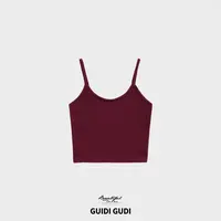 GUIDI GUDI【梦归乡】高支高密吊带波尔红色背心/黄加蓝 B9530801H