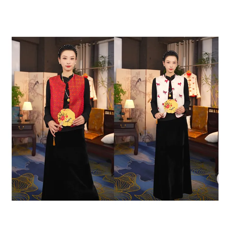 南油美洋洋丨马上有钱新中式2026新年国风提花马甲SS26569