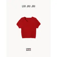 LIUJIUJIU 韩系简约洋气时尚百搭通勤感针织短袖叠穿上衣SY4824L