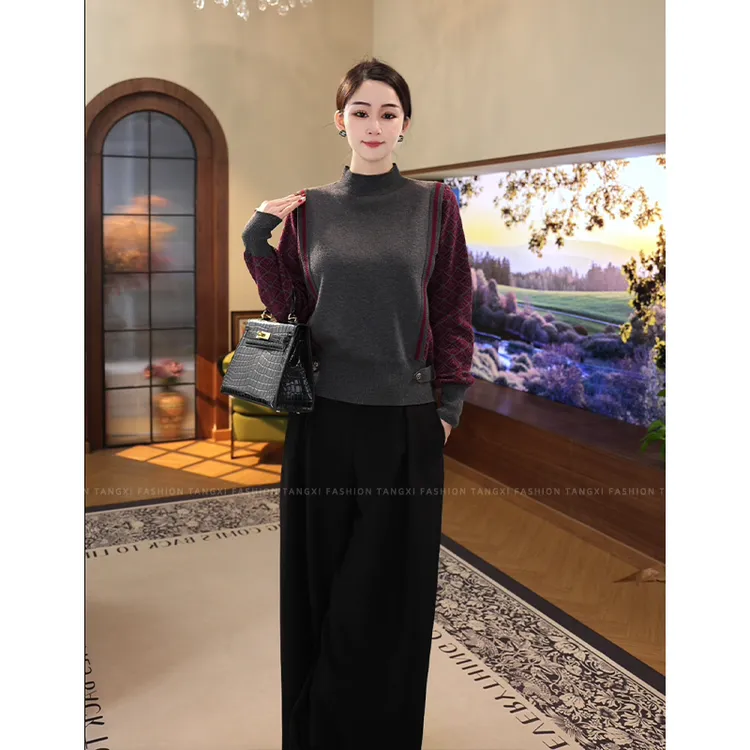 唐熹现货2025秋冬款【LT24-Q861】含绵羊毛时尚设计感针织衫毛衣女