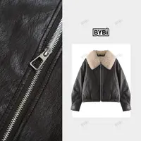 【Barbie Jingni】韩系复古羊羔毛拼接羽绒皮外套女冬季设计感25331