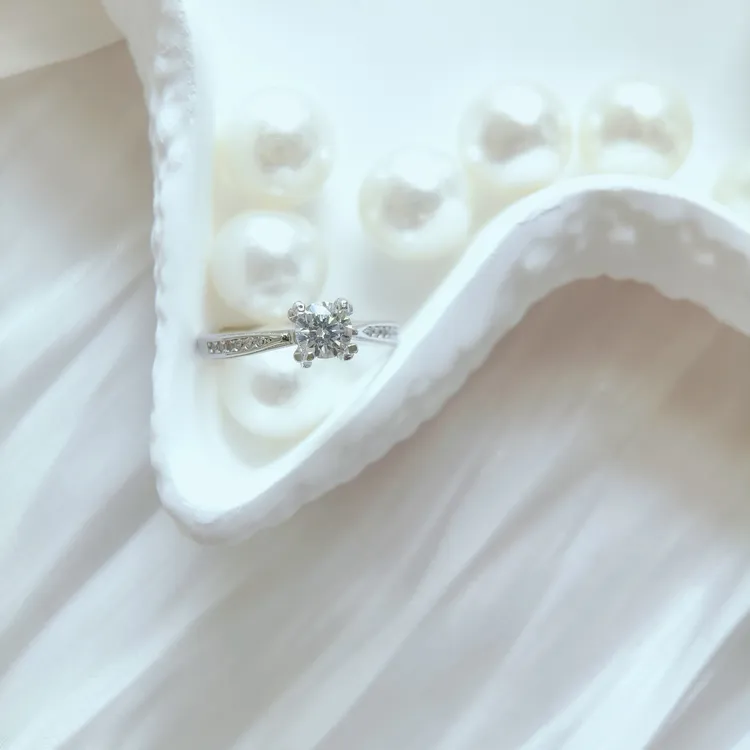 925银合成锆石戒指 银戒指女款活口可调节婚戒开口轻奢高级时尚