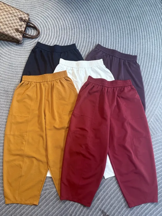 显瘦时尚百搭休闲裤夏季哈伦裤8分裤纯色女士宽松裤子