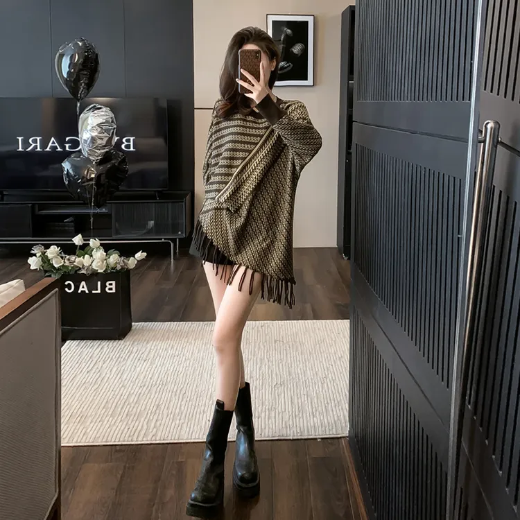 高级感超好看气质毛衣女早秋宽松慵懒风设计欧货重工流苏复古上衣