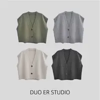 【朵儿studio】日式落肩袖叠穿蝙蝠衫开衫马甲 A261
