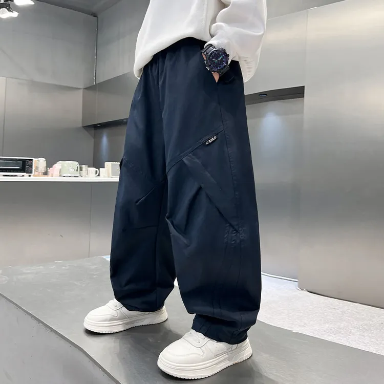 男童裤子春秋款2025新款儿童秋装中大童男孩秋季直筒休闲工装裤潮
