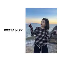 朵拉【条纹定律】2025年秋季新款圆领条纹长袖百搭T恤女016-30596