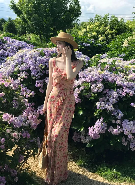 EIA一尧【蔷薇物语】夏季法式明媚碎花连衣裙气质女人荷叶边显瘦裙