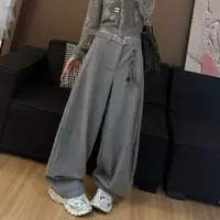 【LLU李】带腰带高腰显瘦休闲裤宽松直筒裤百搭阔腿裤 LLU-9251834