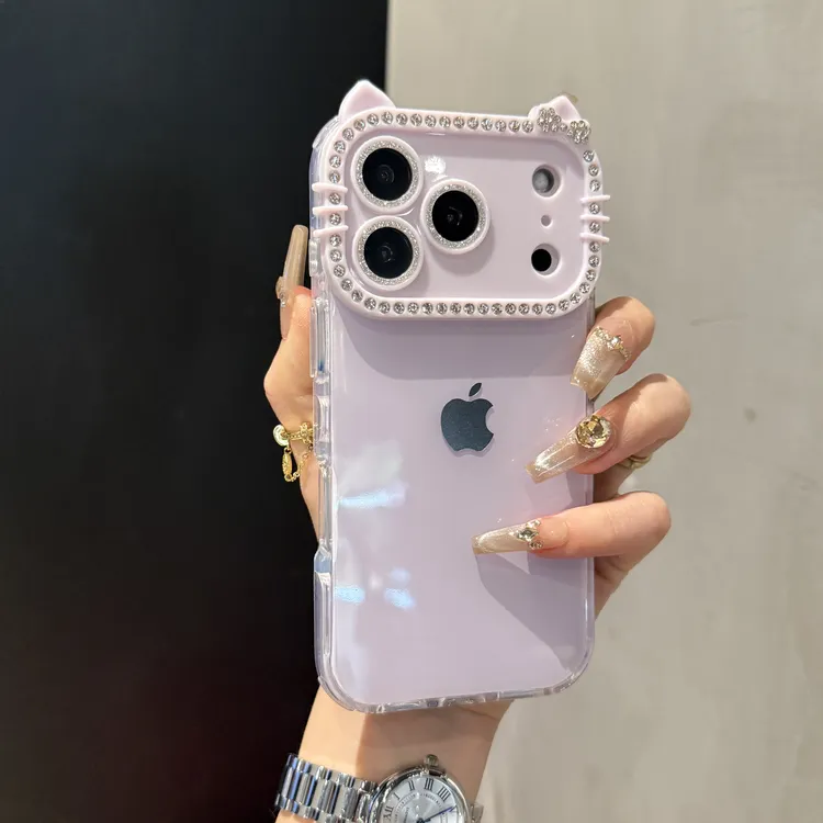 闪钻猫咪果冻适用适用iPhone17pro手机壳苹果16promax全包15简约