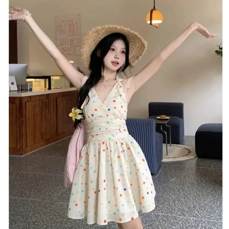 哥弟阿玛施正品甜美初恋温柔风小个子显瘦收腰夏季吊带裙韩版简约