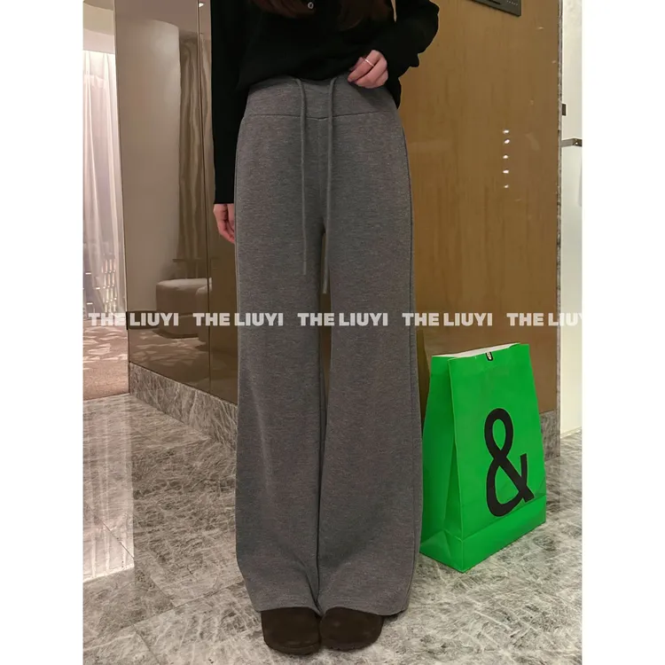 【LIUYI】舒服裤~秋冬羊毛混纺绒感加厚高腰窄版显瘦休闲裤5917A6