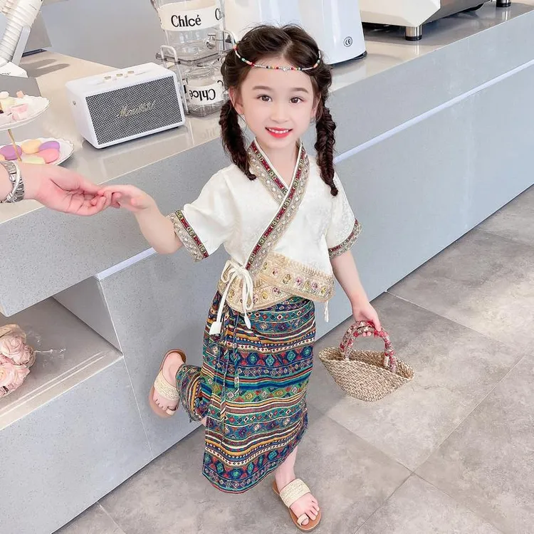 女童女孩夏装套装儿童汉服少数民族风服装傣族服饰舞蹈表演出服