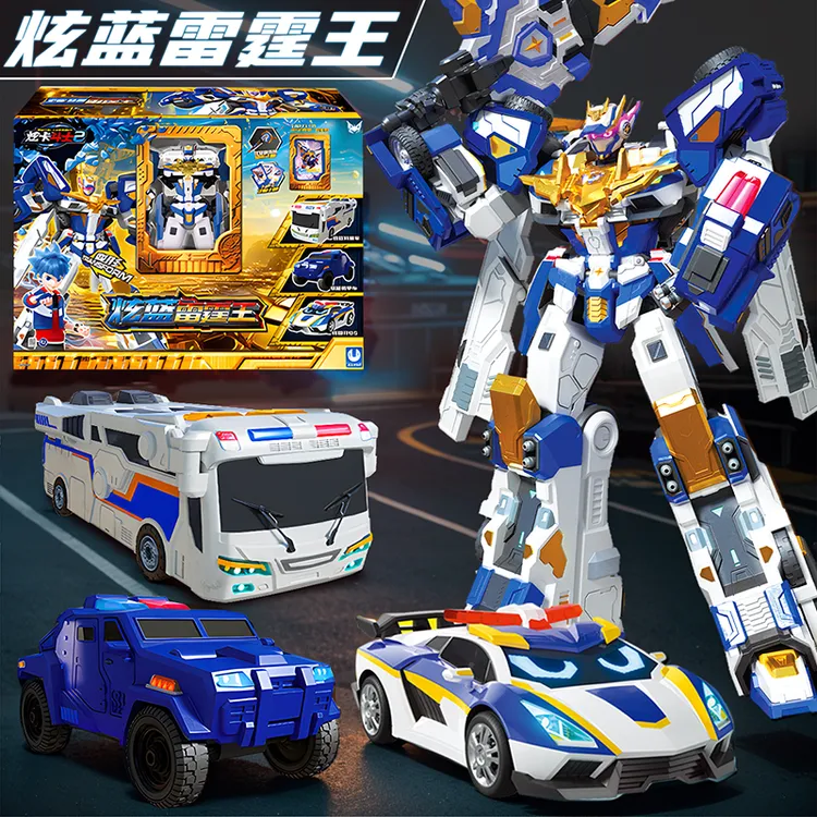 正版炫卡斗士2炫蓝雷霆王儿童变形汽车机器人玩具金刚机甲男孩子