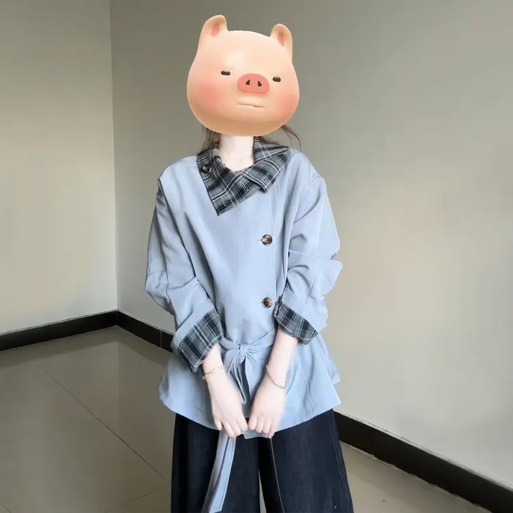 2025新款韩系高级感立领短款风衣外套女早秋季小个子收腰夹克上衣