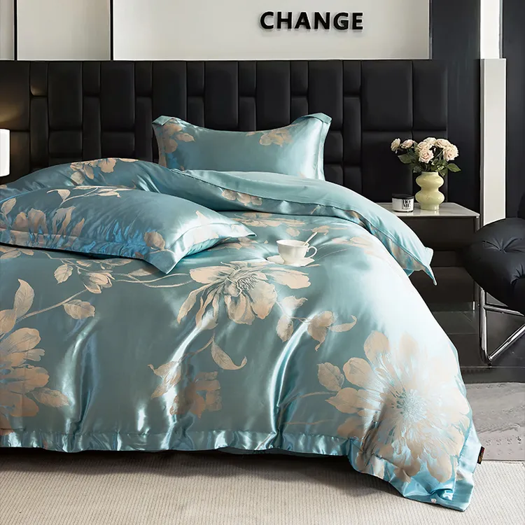 欧式酒店纯棉床上四件套贡缎提花轻奢加厚床单被套秋冬家用床品