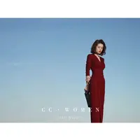 彩彩家【维多利亚】冬季气质穿搭高级修身显瘦红色知性优雅连衣裙