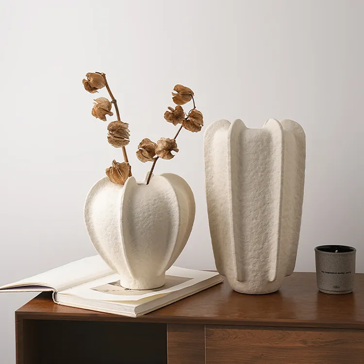 贝汉美陶瓷中古花瓶摆件客厅桌面侘寂风插花仿真花艺术家居装饰品