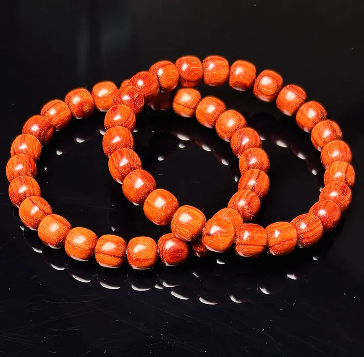 8/8.6极致虎皮纹·金星高油密·印度小叶紫檀单圈手串(24粒)