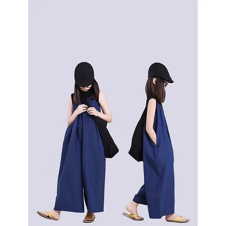 女童背带裤套装夏季2025新款潮儿童休闲夏装中大童背心两件套洋气