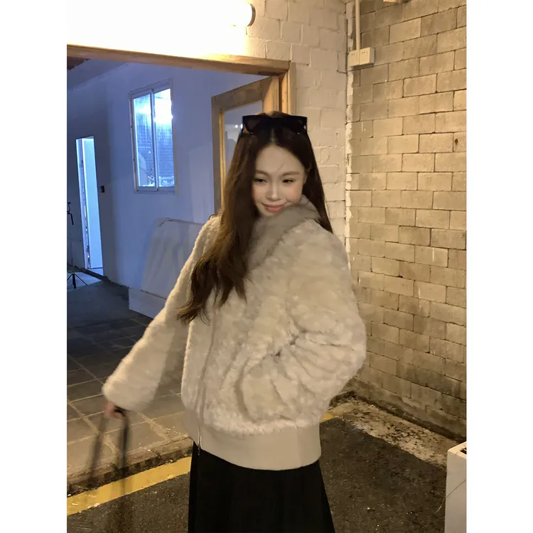 大婉酱千千微胖定制 冬季环保草草保暖外套时尚加厚毛毛上衣1448X