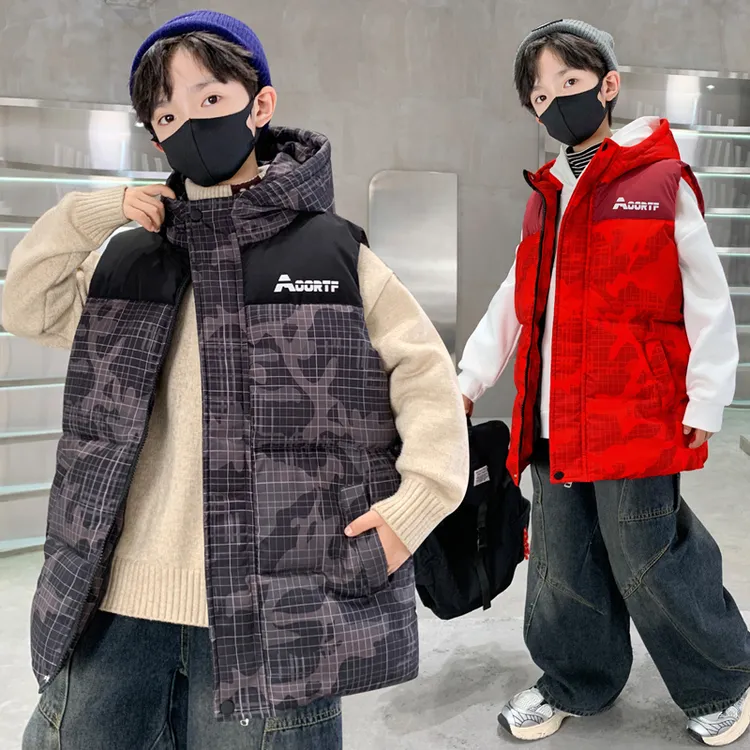 男童秋冬款加棉马甲儿童洋气时髦坎肩中大童男孩冬季保暖外穿马甲