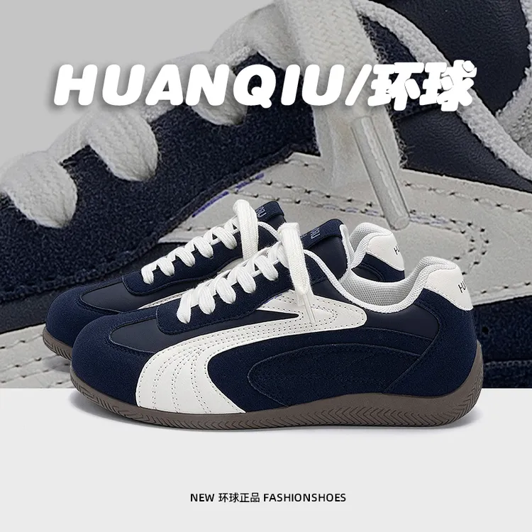 HUANQIU/环球轻便德训鞋女2025秋季新款百搭休闲鞋增高耐磨潮鞋女