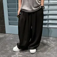 男童夏季薄款宽松防蚊裤2025新款中大童黑色百搭透气休闲裤阔腿裤