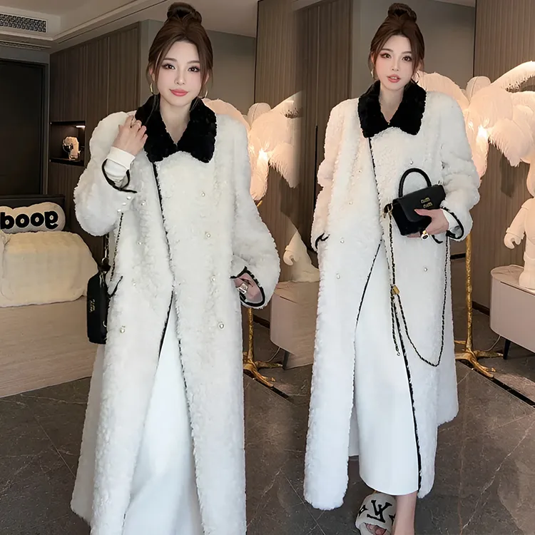 皮毛一体大衣女秋冬季长款加厚小香风设计感毛毛气质外套爆款潮
