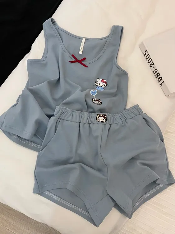 【DMXJ大梦想家】甜美可爱卡通印花睡衣女夏季新款设计感家居服套装