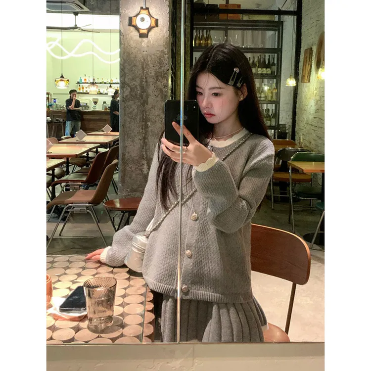 小香风针织短裙两件套装女装2025春秋新款韩系减龄穿搭搭配一整套