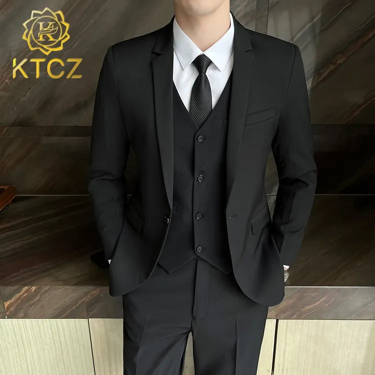 KTCZ休闲西服套装男士修身商务职业正装韩版伴郎礼服新郎西装外套