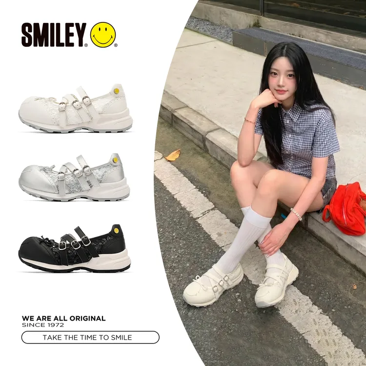 SMILEY笑脸夏季法式芭蕾风格单鞋款增高百搭休闲女款星星糖玛丽珍