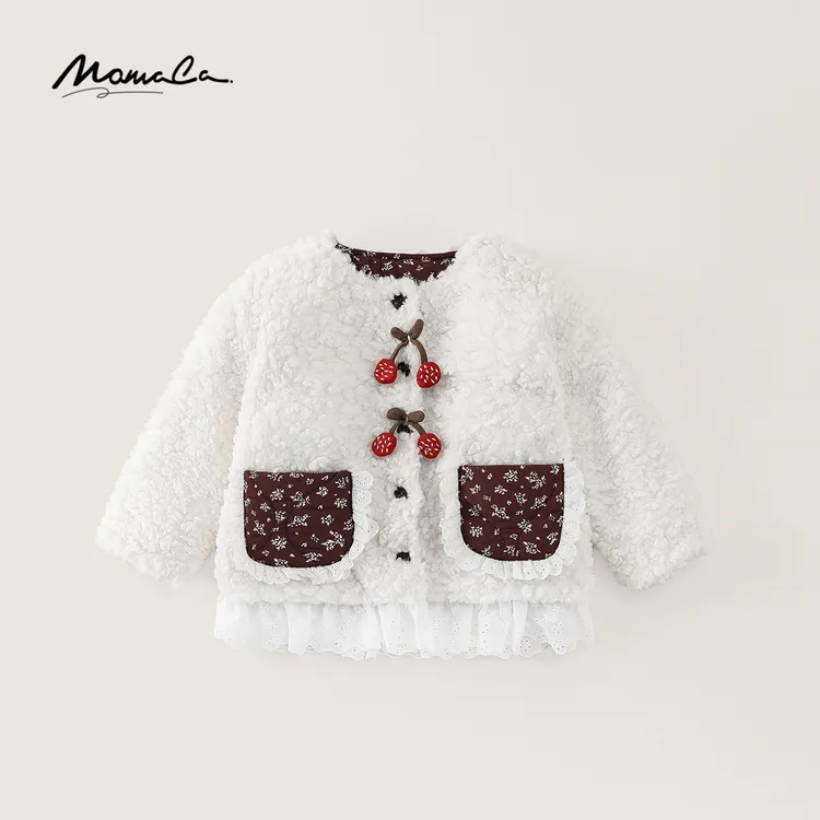 MOMOCO冬季新款女童洋气樱桃毛毛外套77830107056
