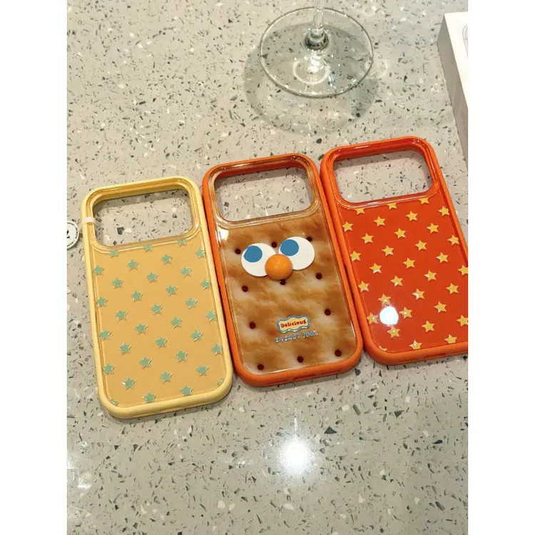 趣味可爱星星大眼华夫饼适用于iphone17promax苹果16手机壳二合一