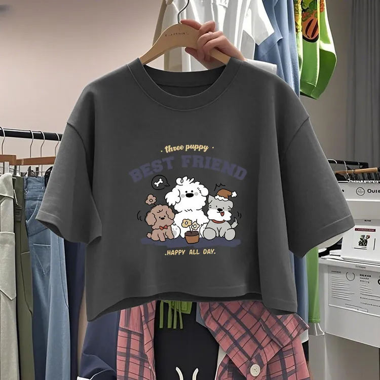 纯棉字母印花短袖T恤女夏季2025年新款潮流学生宽松ins时尚上衣服