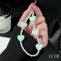  【纯欲绿心】歪歪高定手工手机链适用于安卓苹果手机壳